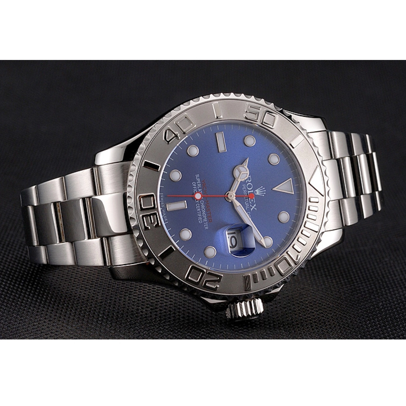 Aaa replica watch Yacht-Master Stainless Rolex And Steel Dial Case Bracelet Blue 0713